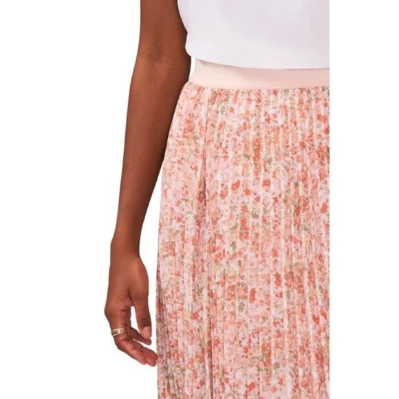 💕NORDSTROM HALOGEN💕 Double Slit Pleated Midi Skirt ~ Pink Dogwood Large L NWT - Picture 5 of 13